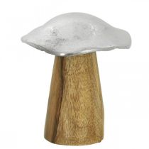 Dekoracja stołu deco grzyb metal drewno srebrny drewniany grzyb H10cm