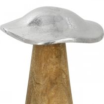 Dekoracja stołu deco grzyb metal drewno srebrny drewniany grzyb H14cm