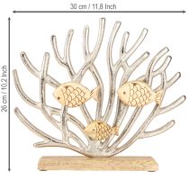 Produkt Dekoracja stołu w stylu marynistycznym, dekoracja koralowa, ryba, drewno, metal, dł. 30 cm