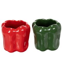 Produkt Ceramiczna doniczka w kształcie papryki do nowoczesnego wystroju kuchni, pasująca do każdego stylu wnętrza, 13 cm, 2 sztuki