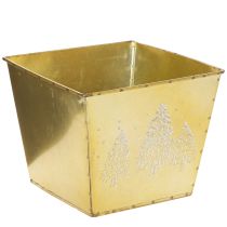 Produkt Metalowa doniczka z błyszczącym motywem jodły, 18 cm