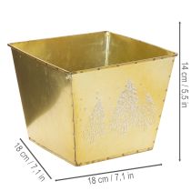 Produkt Metalowa doniczka z błyszczącym motywem jodły, 18 cm