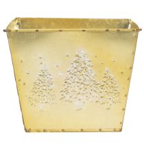 Produkt Metalowa doniczka z błyszczącym motywem jodły, 18 cm