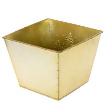 Produkt Metalowa doniczka z błyszczącym motywem jodły, 18 cm