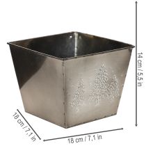 Produkt Doniczka metalowa kwadratowa z motywem jodły, 18 cm