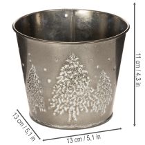 Produkt Metalowa donica z brokatowymi choinkami, 13 cm