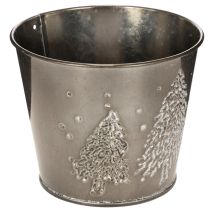 Produkt Metalowa donica z brokatowymi choinkami, 13 cm