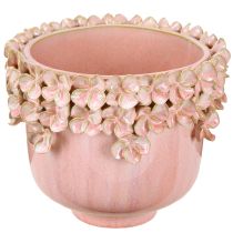 Produkt Doniczka ceramiczna różowa – Elegancka doniczka z dekoracją kwiatową Ø16cm