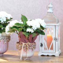 Produkt Doniczka ceramiczna różowa – Elegancka doniczka z dekoracją kwiatową Ø16cm