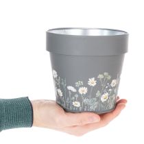 Produkt Doniczka z delikatnym wzorem kwiatów polnych, praktyczna do stosowania na balkonie lub tarasie, 15 cm, 3 sztuki