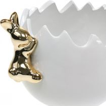 Miska wielkanocna miska dekoracyjna ceramiczne białe jajko złoty królik 2 szt.