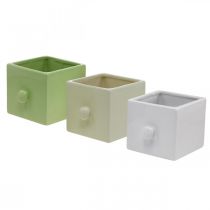Produkt Doniczka ceramiczna, szuflada do sadzenia, kwadratowa, 12×10,5×9,5cm 3szt