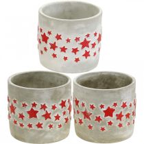 Produkt Doniczka z Gwiazdami, Ceramiczna Deco Concrete Look, Świąteczna doniczka Ø12,5cm H11cm 3szt.