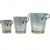 Produkt Sadzarka metalowa z uchwytami dekoracja vintage Ø26/20/17cm zestaw 3 sztuk