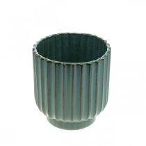 Produkt Ceramiczna doniczka, dekoracja stołu, sadzarka falista zielona, brązowa Ø13,5cm H13cm