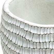 Produkt Donica betonowa biała Vintage o strukturze plastra miodu, dekoracyjna doniczka H15cm Ø15cm