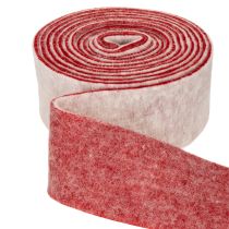 Produkt Dwukolorowa zawieszka do garnków wykonana ze 100% wełny, jako dekoracyjna wstążka filcowa, biało-czerwona, szerokość 7,5 cm, długość 5 m