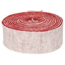 Produkt Dwukolorowa zawieszka do garnków wykonana ze 100% wełny, jako dekoracyjna wstążka filcowa, biało-czerwona, szerokość 7,5 cm, długość 5 m