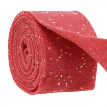 Produkt Wstążka filcowa czerwona w kropki, wstążka dekoracyjna, taśma garnkowa, filc wełniany jasnoczerwony, biały 15cm 5m