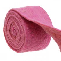Taśma filcowa, taśma doniczkowa, filc wełniany różowy, pomarańczowy nakrapiany 15cm 5m