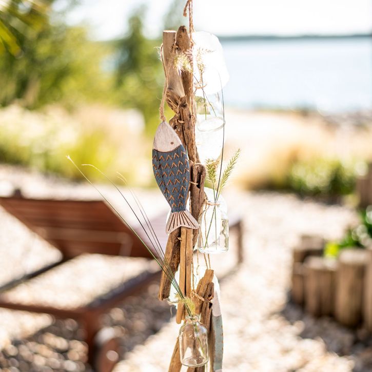 Girlanda z drewna wyrzuconego na morze, dekoracja z drewna wyrzuconego na brzeg ze szklanymi wazonami 70cm
