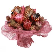 Produkt Mieszanka suszonych kwiatów maku protea różowego 38cm 580g