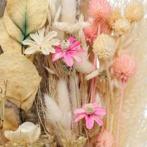 Bukiet suszonych kwiatów Boho Pink Bielona suszona dekoracja 80cm 140g