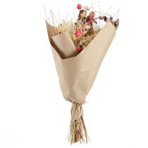 Produkt Bukiet z suszonych kwiatów w stylu boho, oset truskawkowy i chaber w kolorze wybielonej czerwieni, realistyczny, 150 g