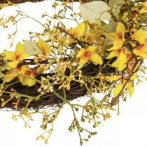 Wianek na drzwi forsycja wianek sztuczny deco żółty Ø48cm