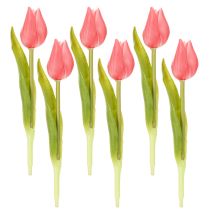 Produkt Wysokiej jakości kwiat tulipana jako realistyczna replika do wazonów stołowych, 21 cm, 6 sztuk
