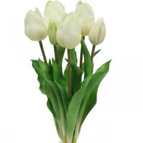 Sztuczne tulipany Biały krem Real Touch 38cm 7szt