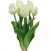 Produkt Sztuczne Tulipany Biało-kremowe Real Touch 38cm 7 szt