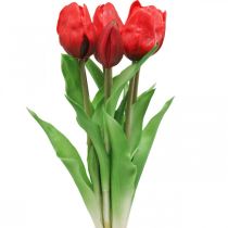 Tulipan czerwony sztuczny kwiat tulipan ozdoba Real Touch 38cm pakiet 7 sztuk