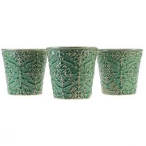Produkt Donica ceramiczna crackle glazura zielona Ø11cm W11cm 3szt