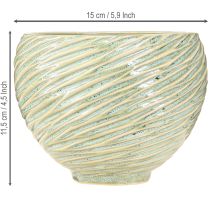 Produkt Doniczka dekoracyjna miska ceramiczna w kolorze zielonym Ø15cm H11cm 2szt