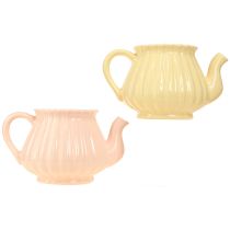 Produkt Doniczka ceramiczna dekoracyjna czajniczek pomarańczowo-żółta 19,5×13,5×11cm 2 szt