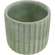 Doniczka ceramiczna zielona retro w paski Ø16,5 cm W14,5 cm