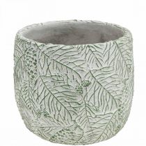 Sadzarka ceramiczna zielona biała szara gałęzie jodły Ø13,5cm W13,5cm