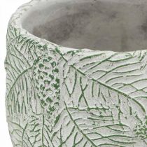 Sadzarka ceramiczna zielona biała szara gałęzie jodły Ø13,5cm W13,5cm