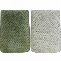 Produkt Sadzarka ceramiczna biała zielona siatka reliefowa 14x14cm H21.5cm 2szt