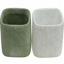 Produkt Sadzarka ceramiczna biała zielona siatka reliefowa 14x14cm H21.5cm 2szt