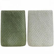 Produkt Sadzarka ceramiczna biała zielona siatka reliefowa 12x12cm H17.5cm 2szt