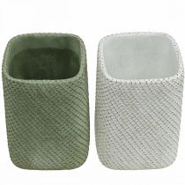 Produkt Sadzarka ceramiczna biała zielona siatka reliefowa 12x12cm H17.5cm 2szt