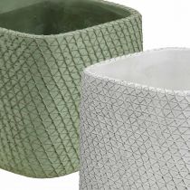 Produkt Sadzarka ceramiczna biała zielona siatka reliefowa 17x17cm H15cm 2szt