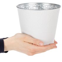 Produkt Doniczka metalowa, pastelowa biel, Ø16cm H14cm