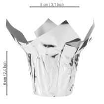 Produkt Doniczka srebrna błyszcząca opakowanie prezentowe Ø5,5cm wys.6cm 8 szt.