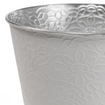 Sadzarka metalowa doniczka pastelowa biała Ø20cm W16cm