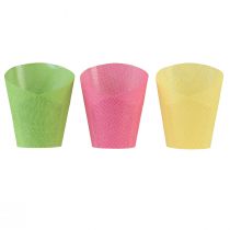 Produkt Papier doniczkowy tkany różowy, żółty, zielony Ø7cm W13cm 12szt