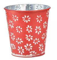 Produkt Doniczka czerwono-biała doniczka kwiatowa metalowa Ø12,5 cm W11,5 cm