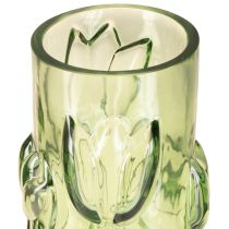 Produkt Szklany wazon z wytłoczonym wzorem tulipana, który doda harmonijnego charakteru wnętrzu, 30 cm